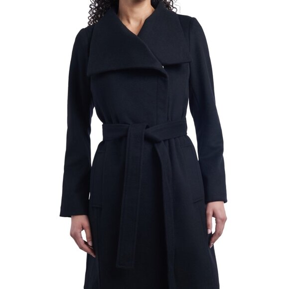 Michael Michael Kors Women’s Wool Belted Wrap Coat – Black – Size S - Picture 1 of 1
